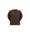 Blusa Donna Marrone, con coulisse e fiocco posteriore