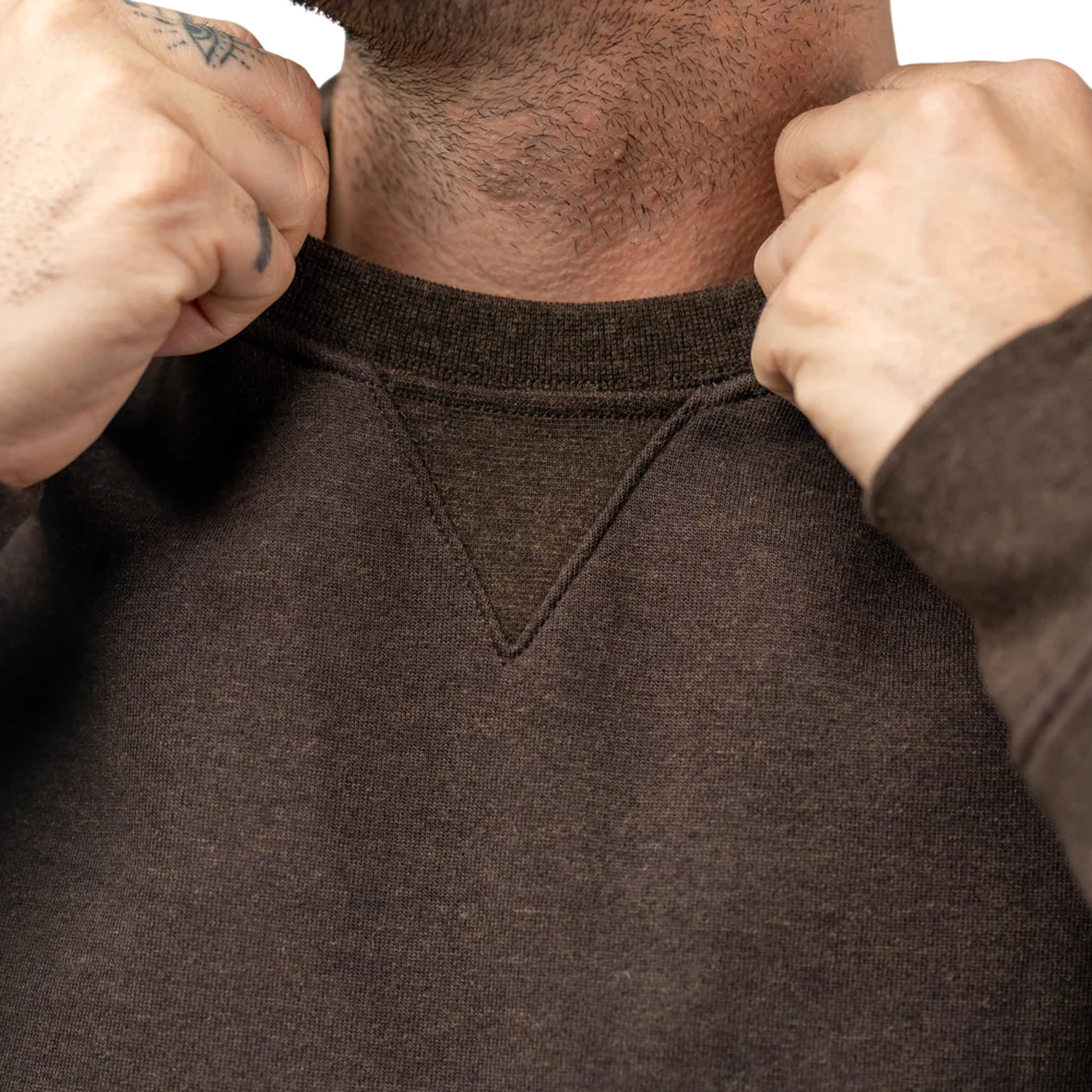 Felpa Uomo girocollo Vermont marrone dettaglio