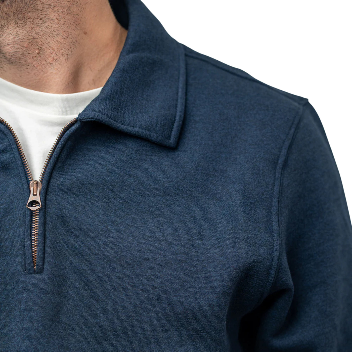 Felpa Uomo con zip a 1/4 Navy dettaglio