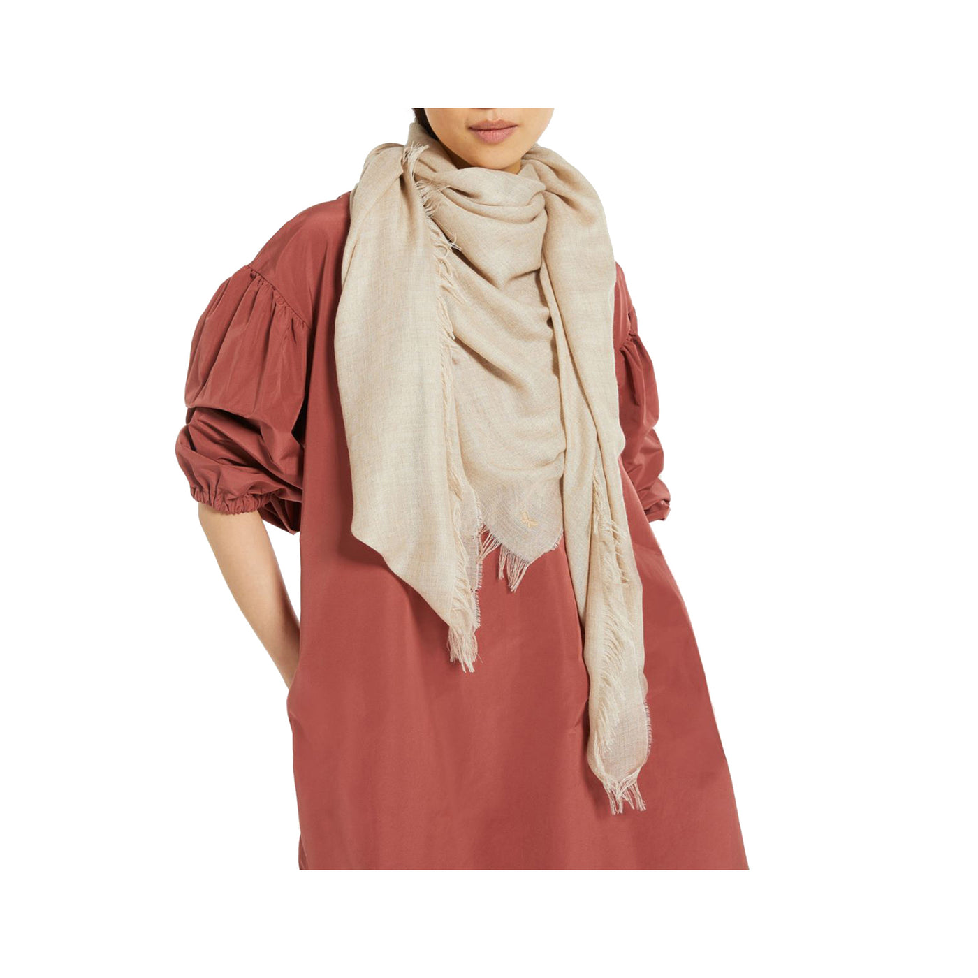 Women's shawl in viscose and cashmere blend