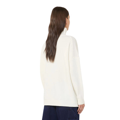 Maglia Donna a collo alto Bianco modella retro