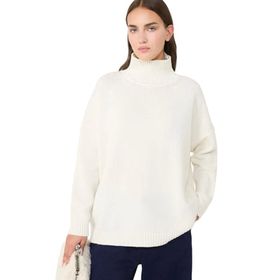 Maglia Donna a collo alto Bianco modella frontale