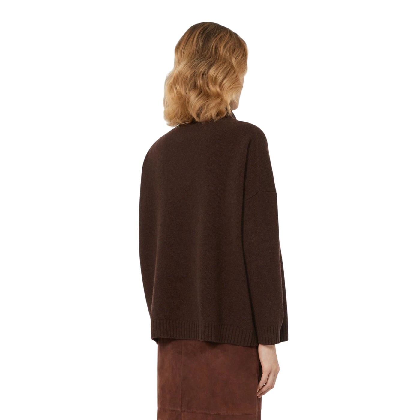 Maglia Donna a collo alto Marrone modella retro