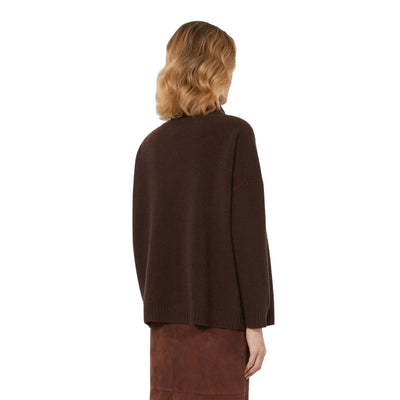 Maglia Donna a collo alto Marrone modella retro