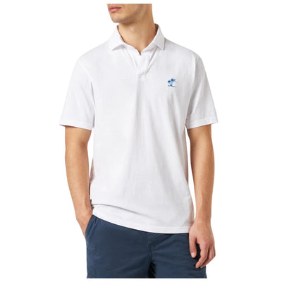 Solid color men's polo shirt with logo