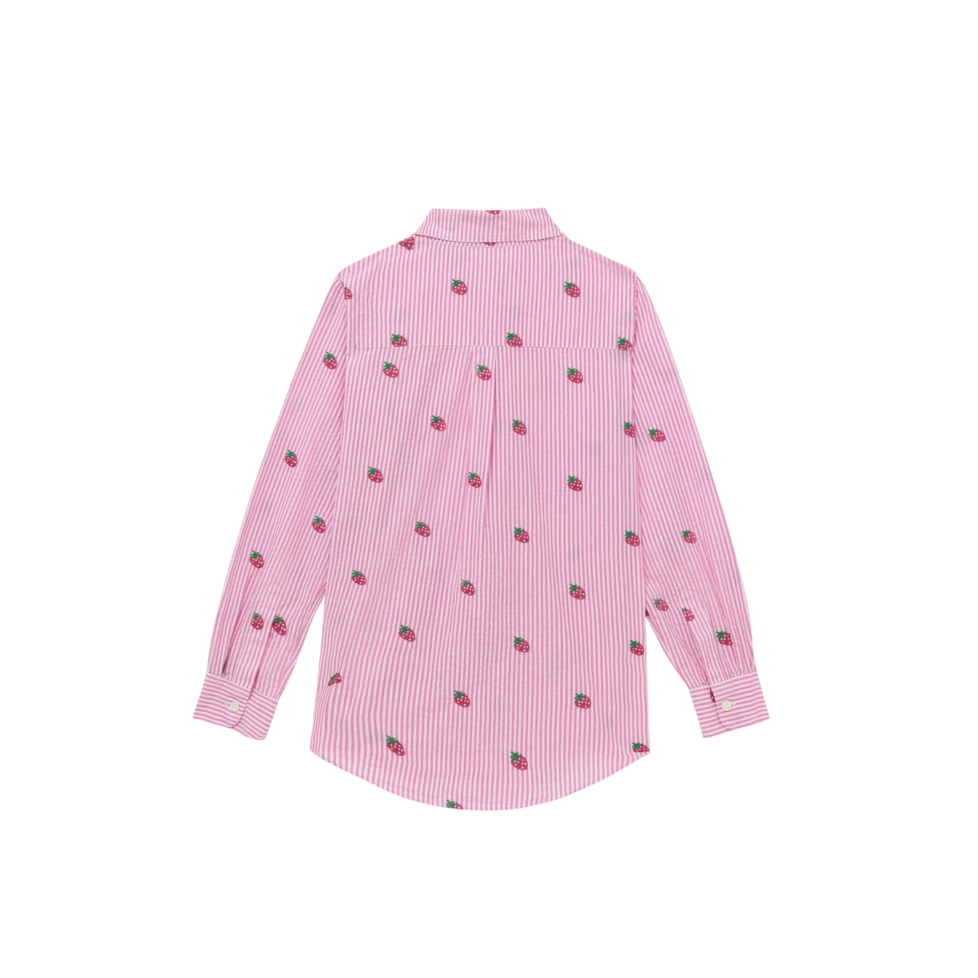 Camicia Donna Brigitte a righe rosa con fragole retro