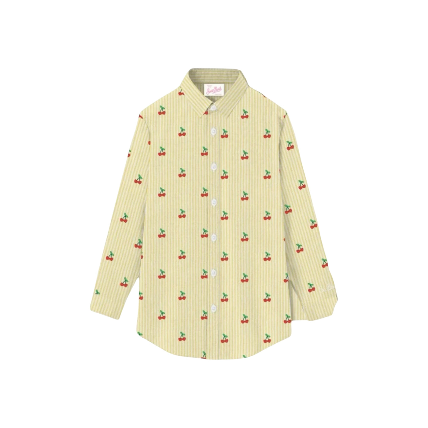 Camicia Donna Brigitte a righe giallo con ciliegie