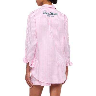 Camicia Donna Brigitte a righe con ricamo modello retro