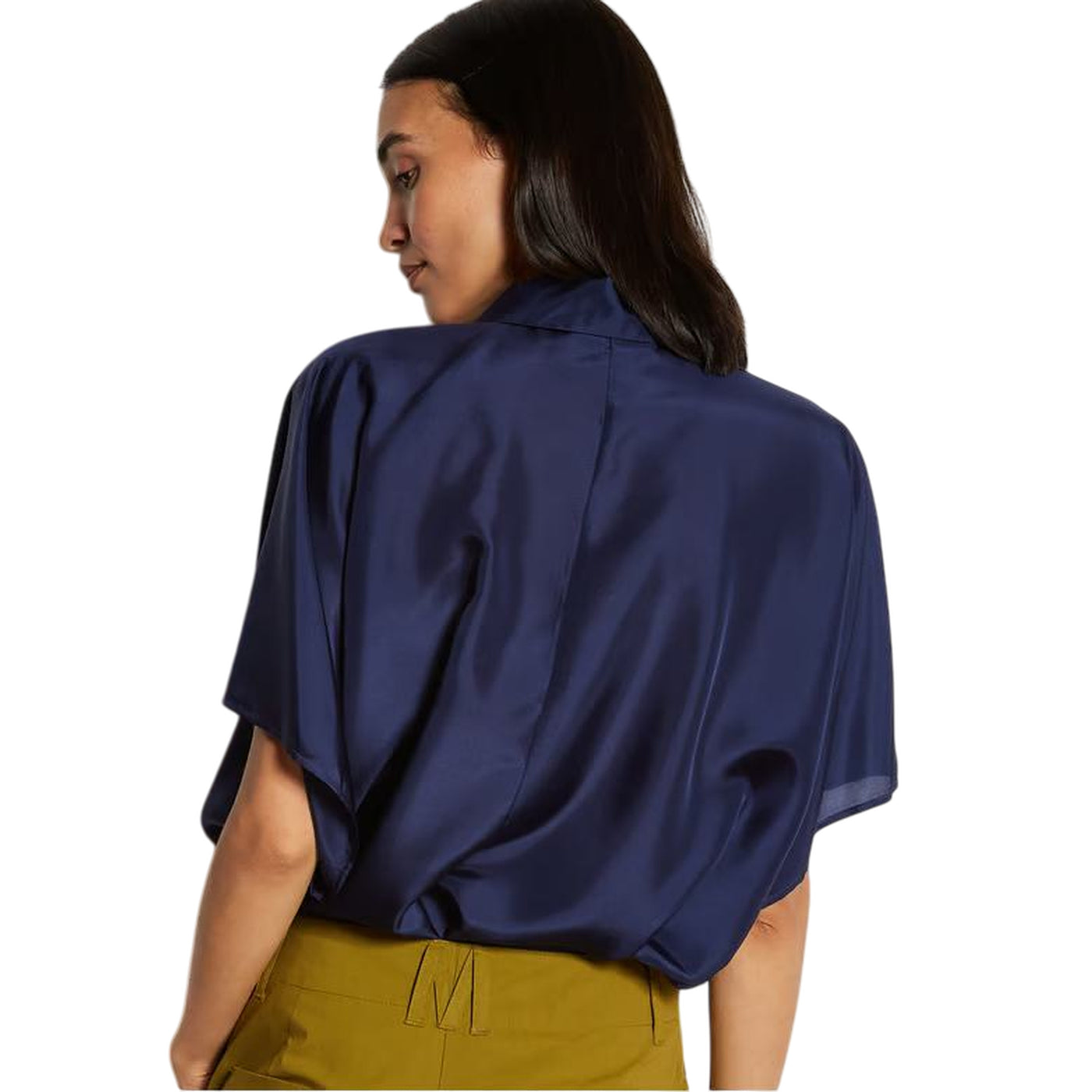 Camicia Donna Brooklyn in tinta unita navy modella retro