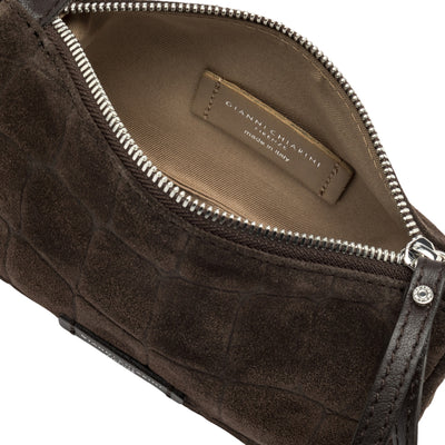 Borsa Donna Nora Pouch effetto cocco Marrone scuro interno