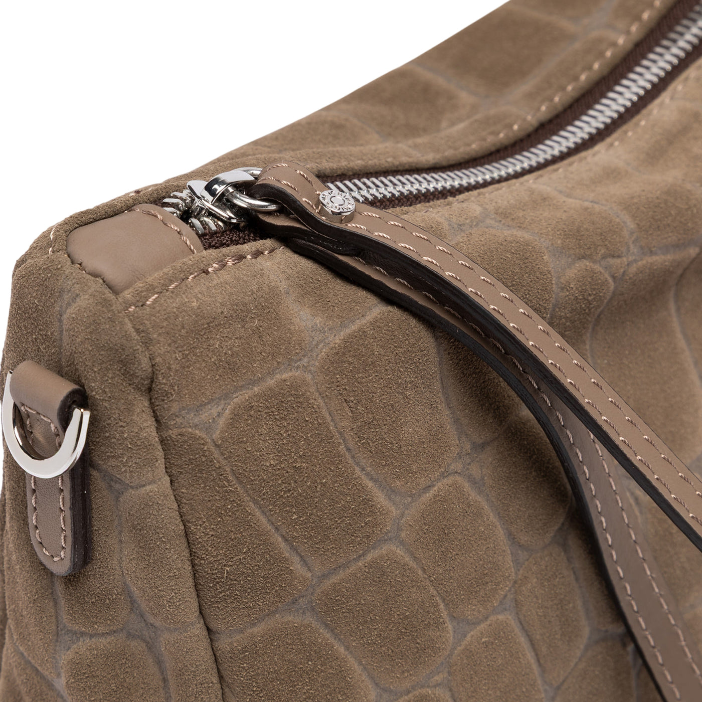 Borsa Donna Nora Pouch scamosciata effetto cocco beige dettaglio