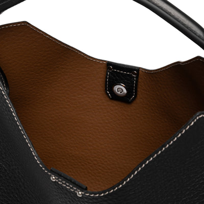 Borsa Donna trapezoidale in pelle nera interno