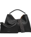 Borsa Donna trapezoidale in pelle nera con pochette