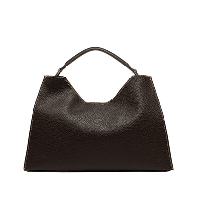 Borsa Donna trapezoidale in pelle marrone scuro