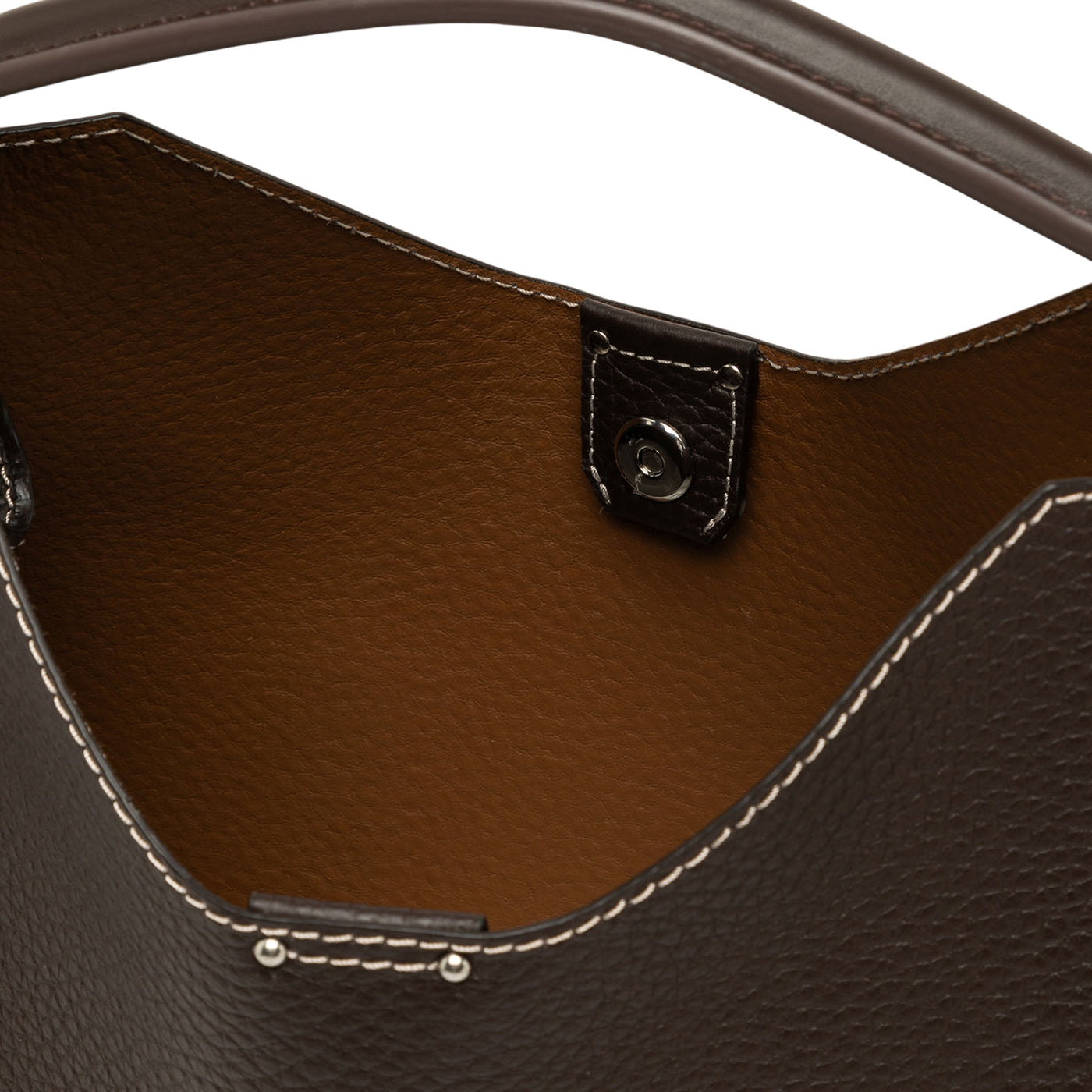 Borsa Donna trapezoidale in pelle marrone scuro interno