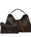 Borsa Donna trapezoidale in pelle marrone scuro