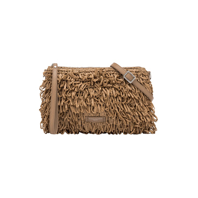 Clutch Donna Marcella, con riccioli monocolore e tracolla rimovibile