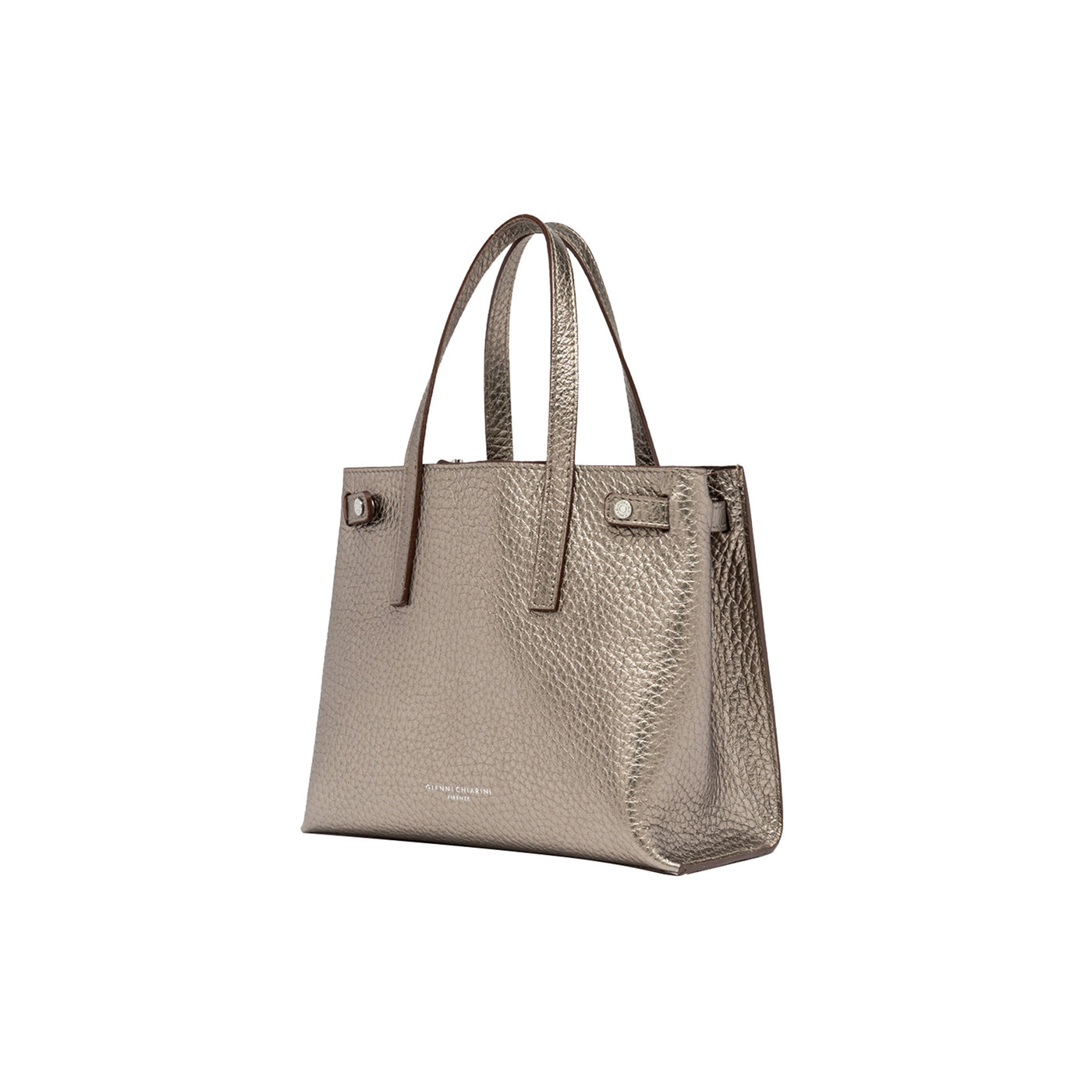 Borsa in pelle double con maxi grana