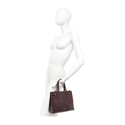 Borsa Donna linea Altea, in pelle Bordeaux con manico a mano e tracolla 