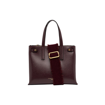 Borsa Donna linea Altea, in pelle Bordeaux con manico a mano e tracolla 