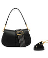 Borsa a spalla Donna Helena Round Nero frontale