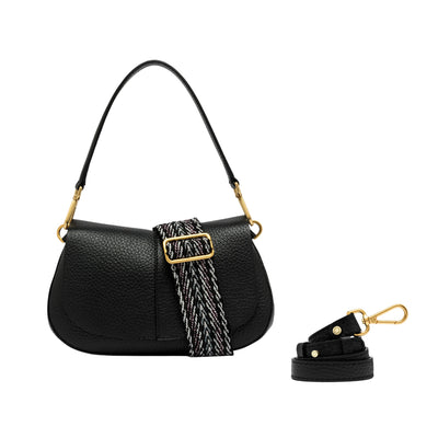Borsa a spalla Donna Helena Round Nero frontale