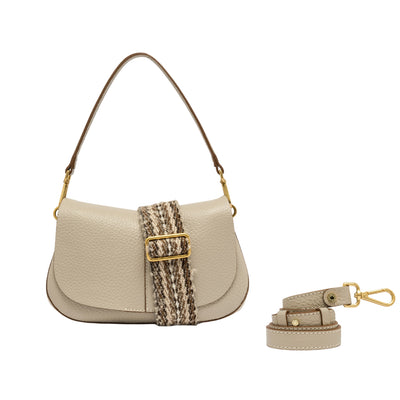 Borsa a spalla Donna Helena Round Beige frontale