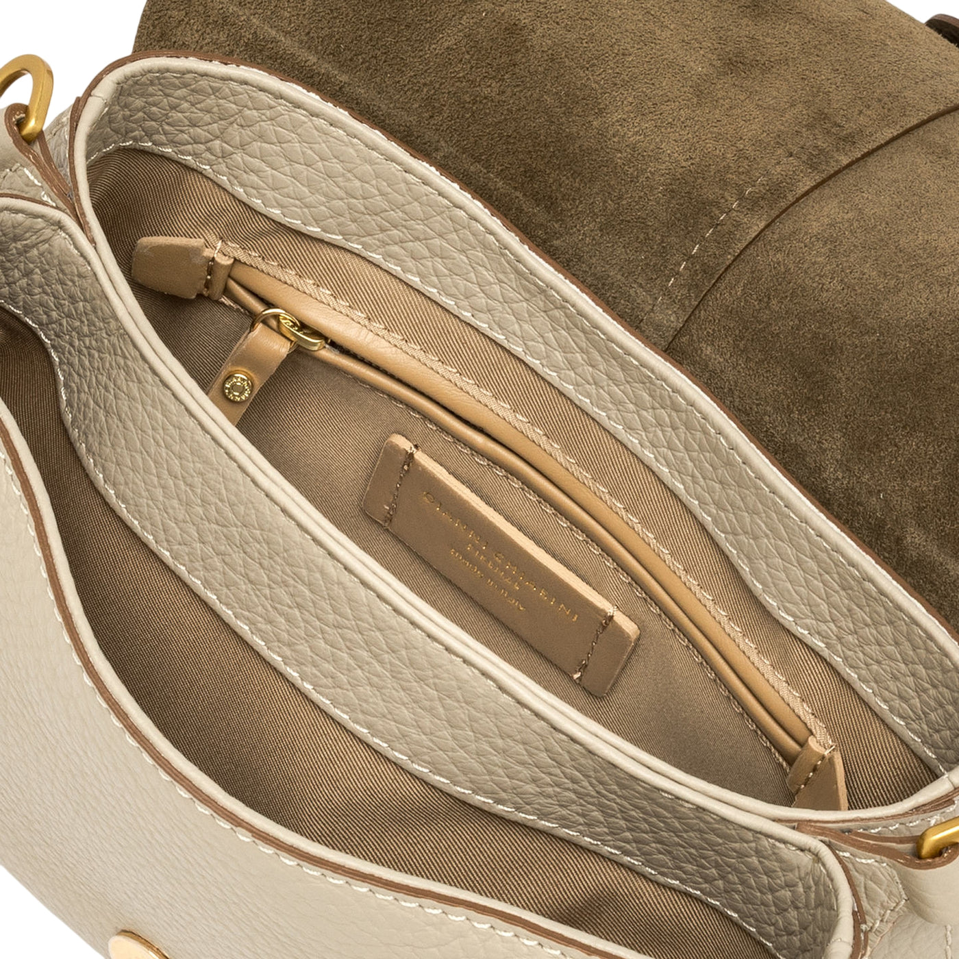 Borsa a spalla Donna Helena Round Beige interno