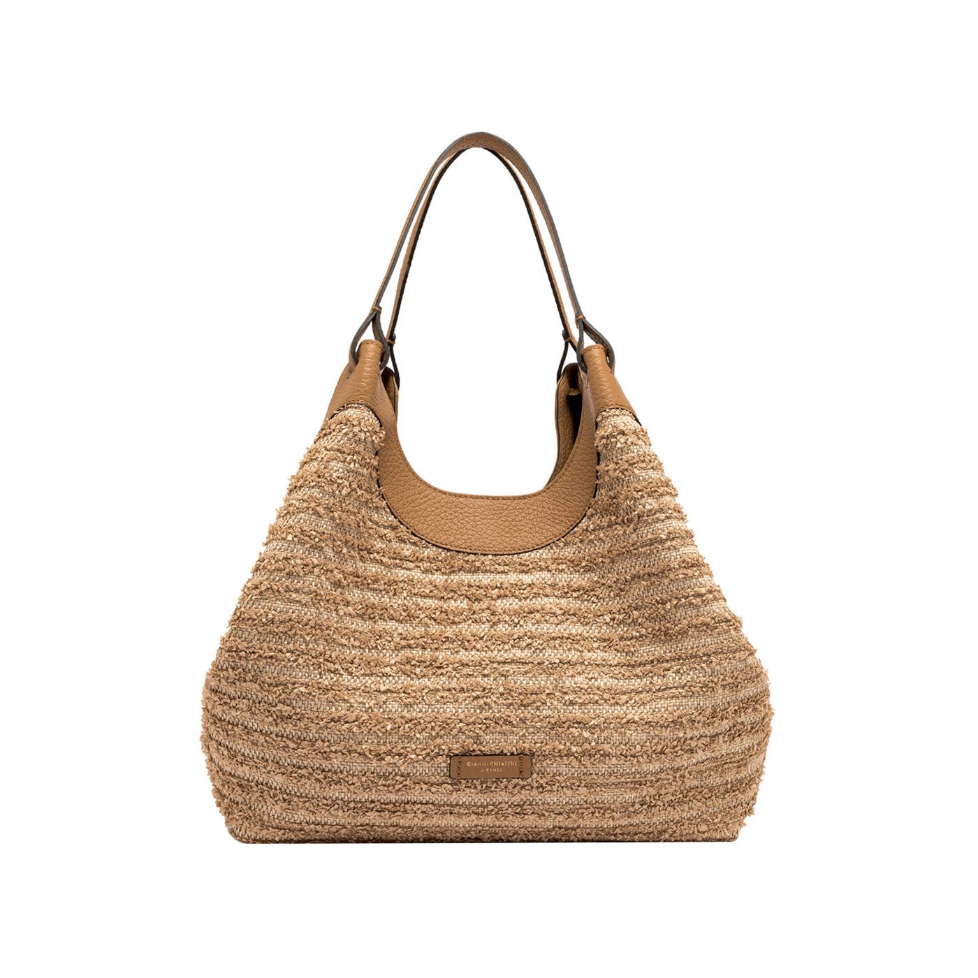 Borsa Donna Dua Beige, in paglia, con pochette 