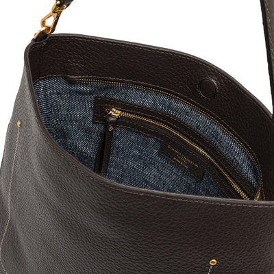 Borsa a mano Donna Olga in pelle Marrone scuro interno