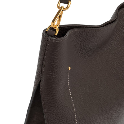 Borsa a mano Donna Olga in pelle Marrone scuro dettaglio