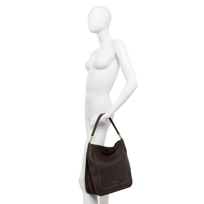 Borsa a mano Donna Olga in pelle Marrone scuro indossata a mano