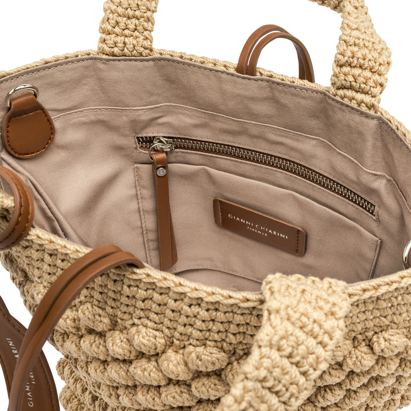 Borsa a mano da Donna effetto bubble beige interno