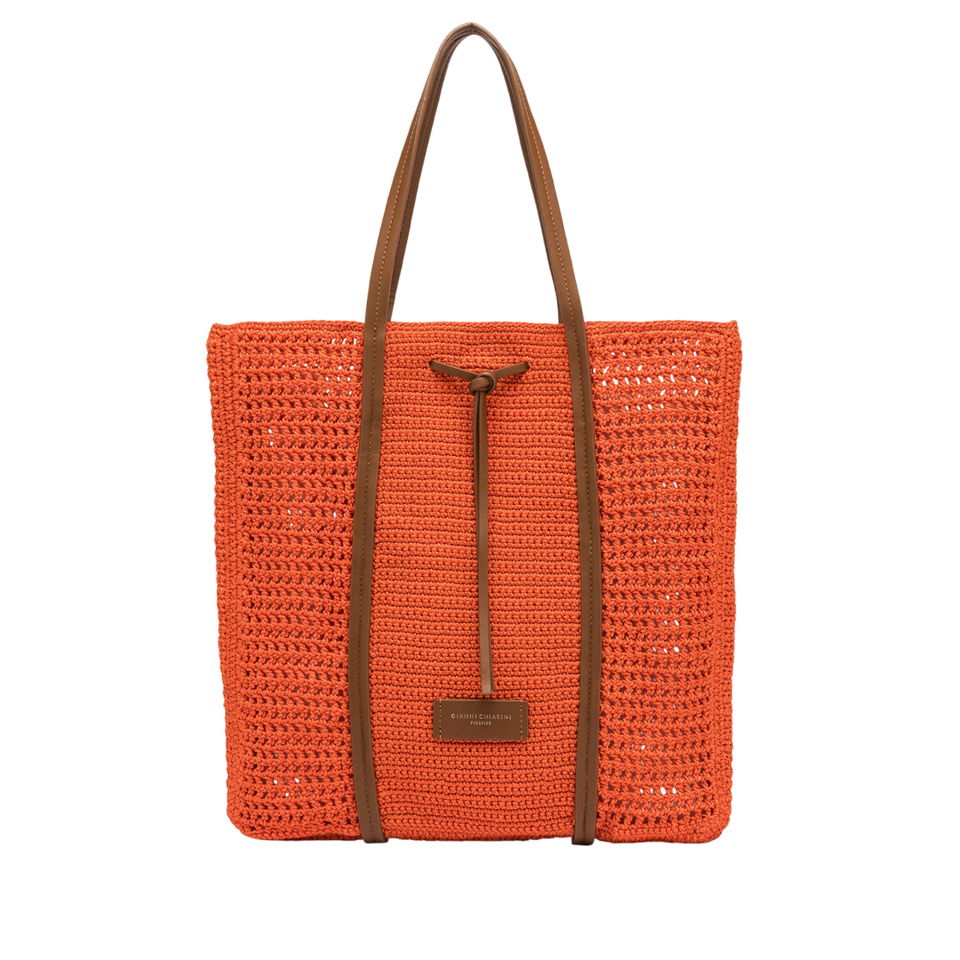 Borsa da donna a spalla traforata arancione