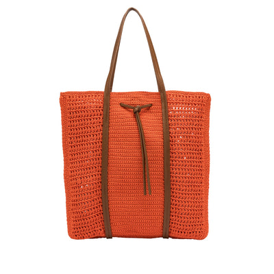 Borsa da donna a spalla traforata arancione retro