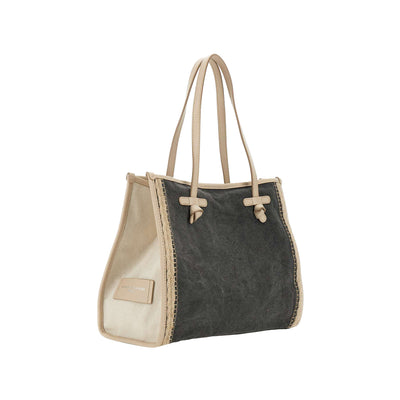 Borsa shopping Marcella in canvas Nera