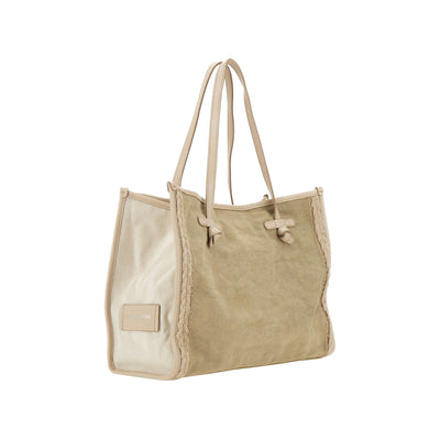 Borsa shopping Marcella in canvas Beige