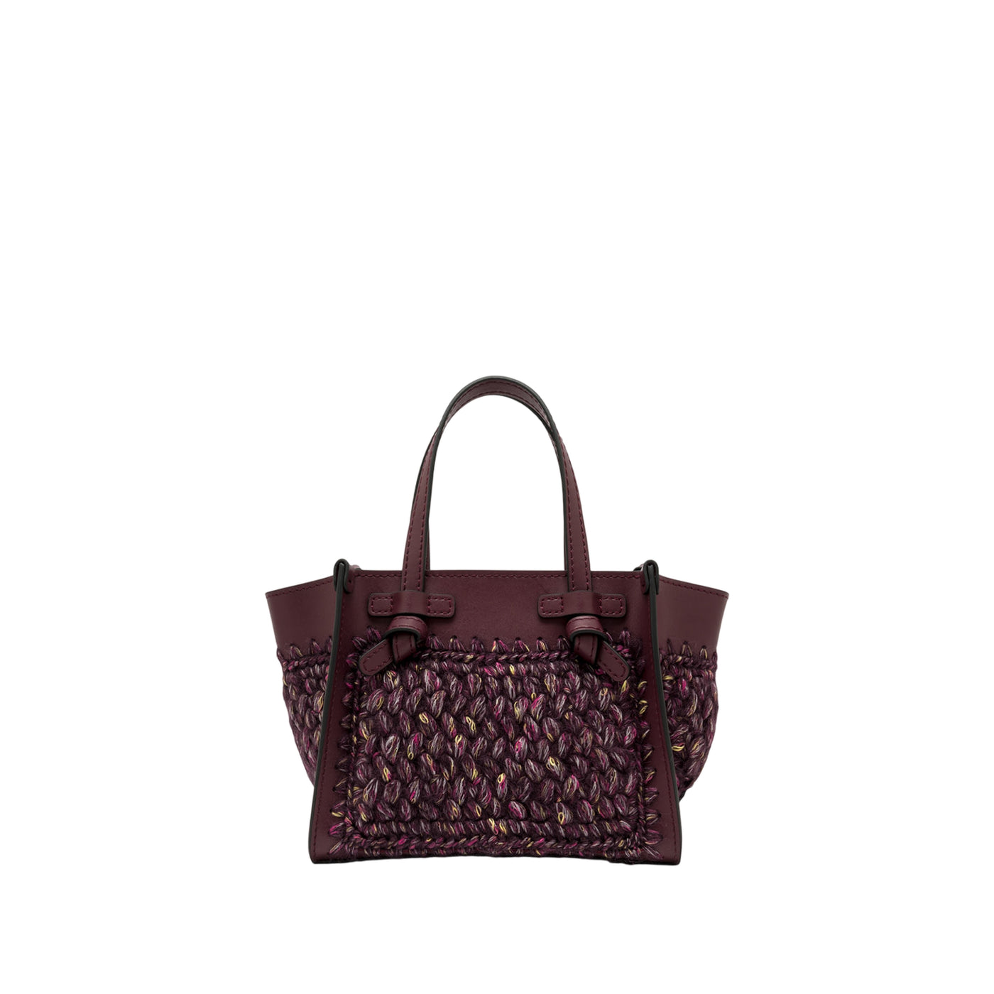 Borsa a mano Donna piccola in tessuto di lana Bordeaux
