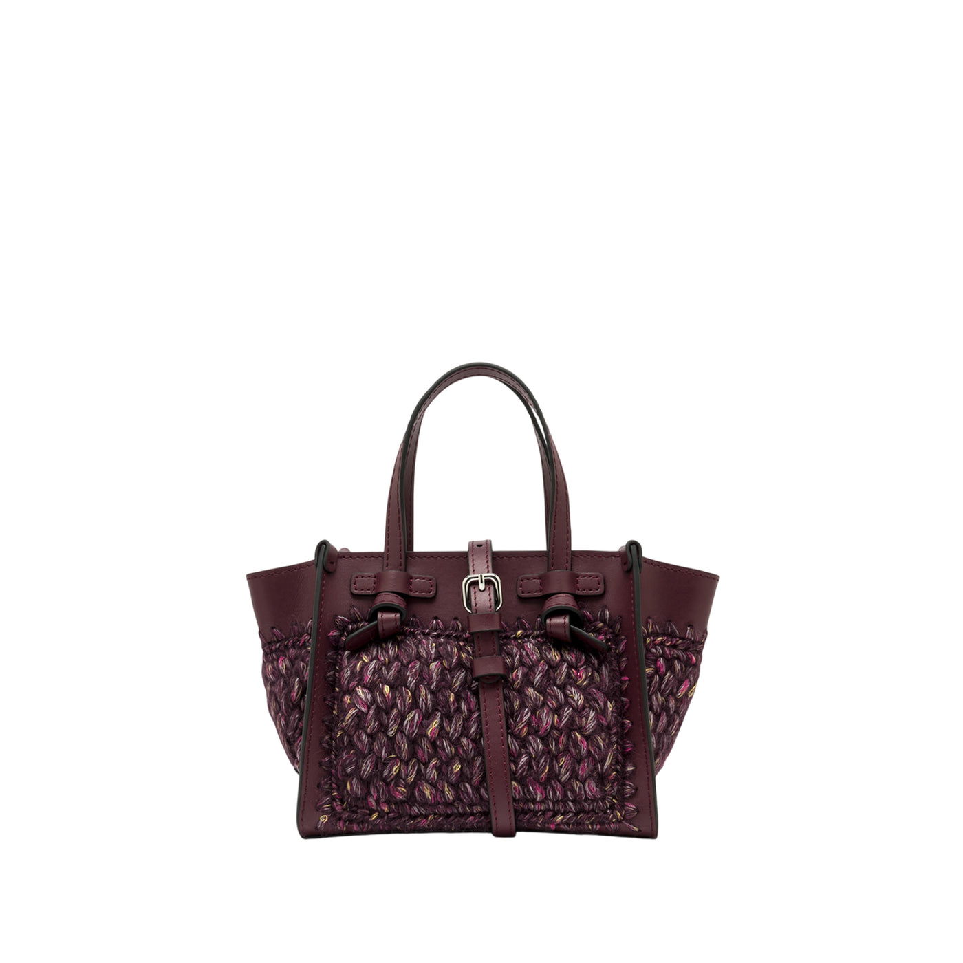 Borsa a mano Donna piccola in tessuto di lana Bordeaux