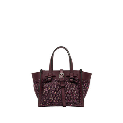 Borsa a mano Donna piccola in tessuto di lana Bordeaux