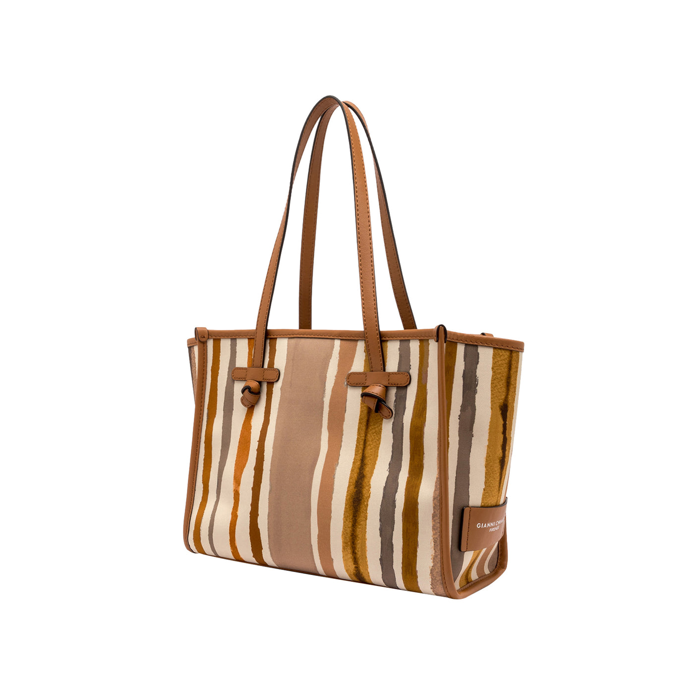 Borsa Donna Shopper Marcella a righe astratte Marrone 