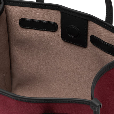 Borsa Shopper Donna in tessuto canvas Bordeaux interno