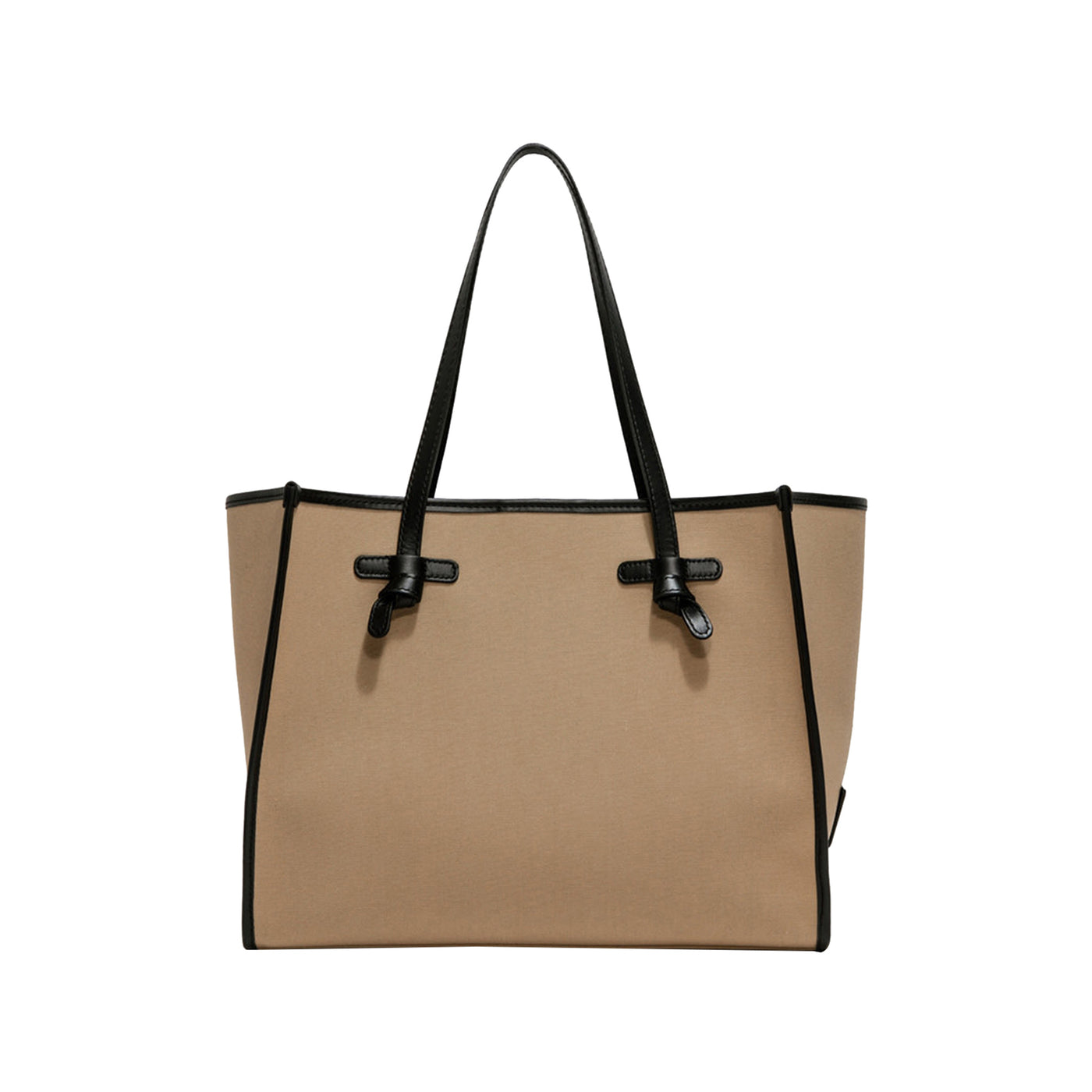 Borsa Donna Beige con bordi a contrasto, in tessuto canvas