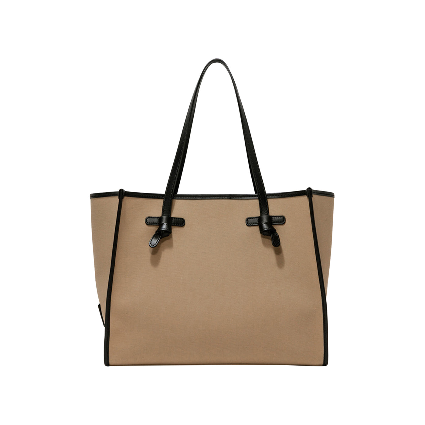 Borsa Donna Beige con bordi a contrasto, in tessuto canvas