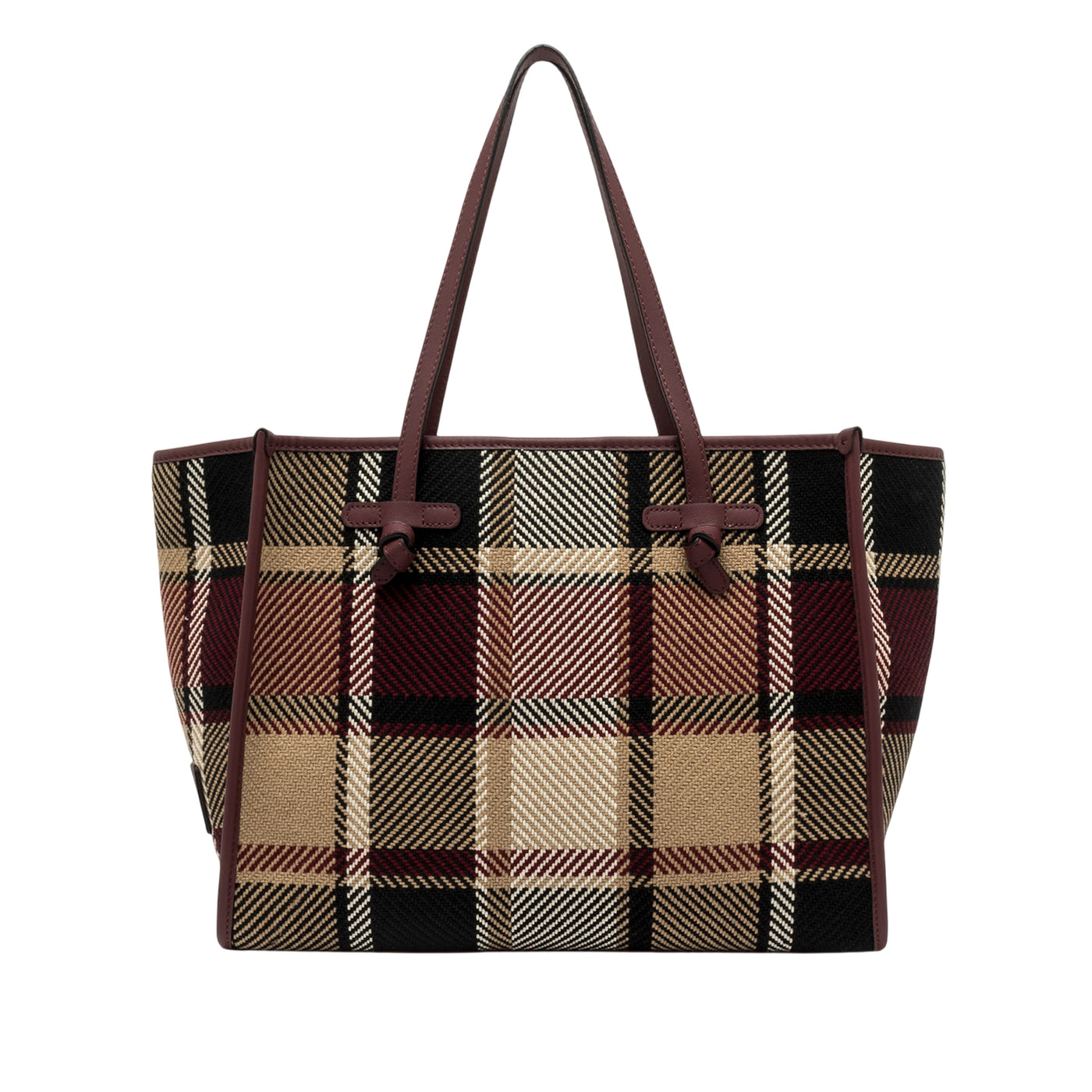 Borsa Shopping Donna Marcella tessuto tartan Bordeaux