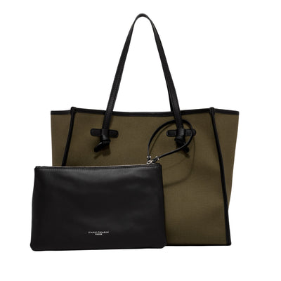 Borsa Shopper Donna Marcella Verde militare con pochette