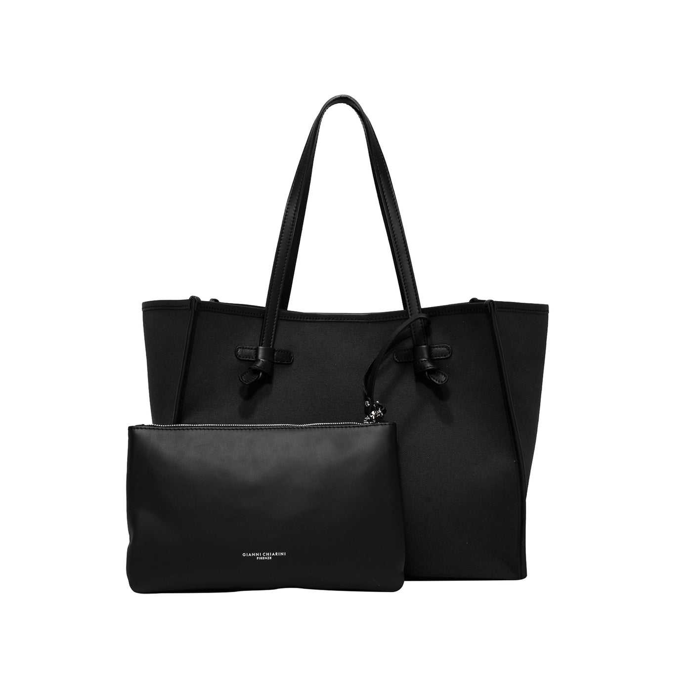 Borsa Shopper Donna Marcella tinta unita nera con pochette