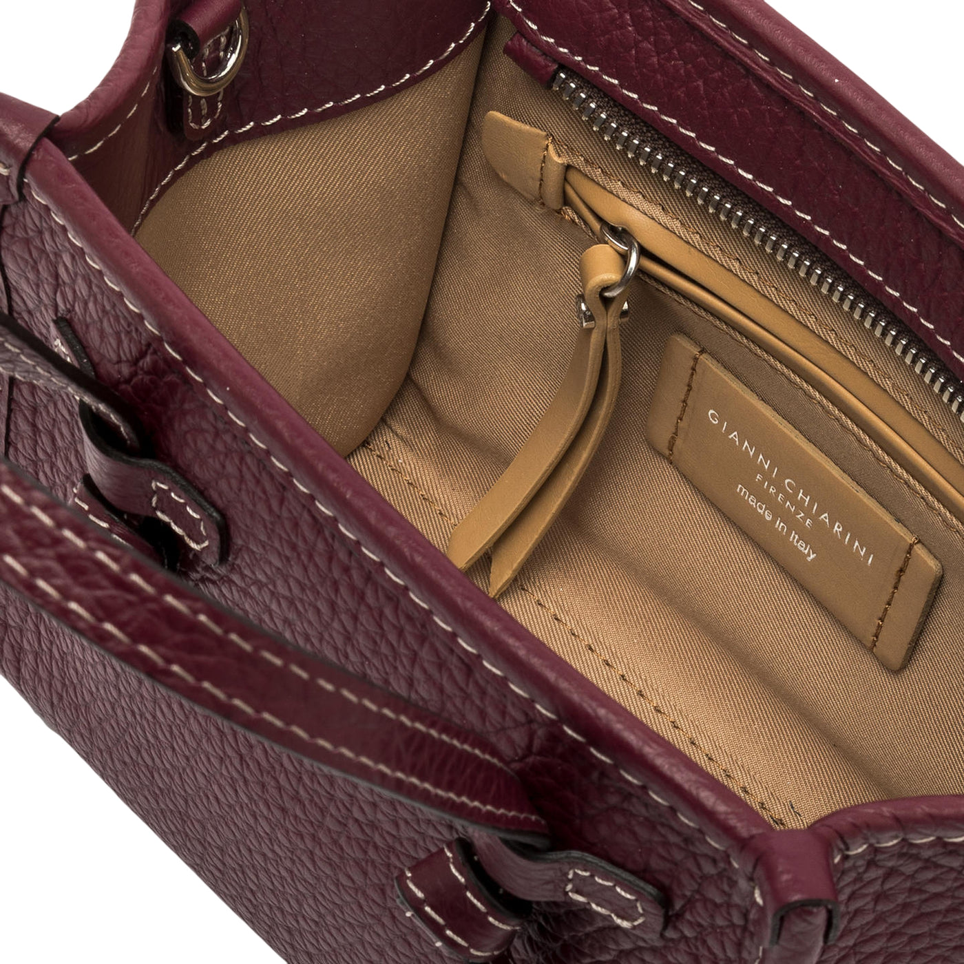 Borsa mini Donna Marcella laminata Bordeaux interno