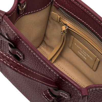 Borsa mini Donna Marcella laminata Bordeaux interno
