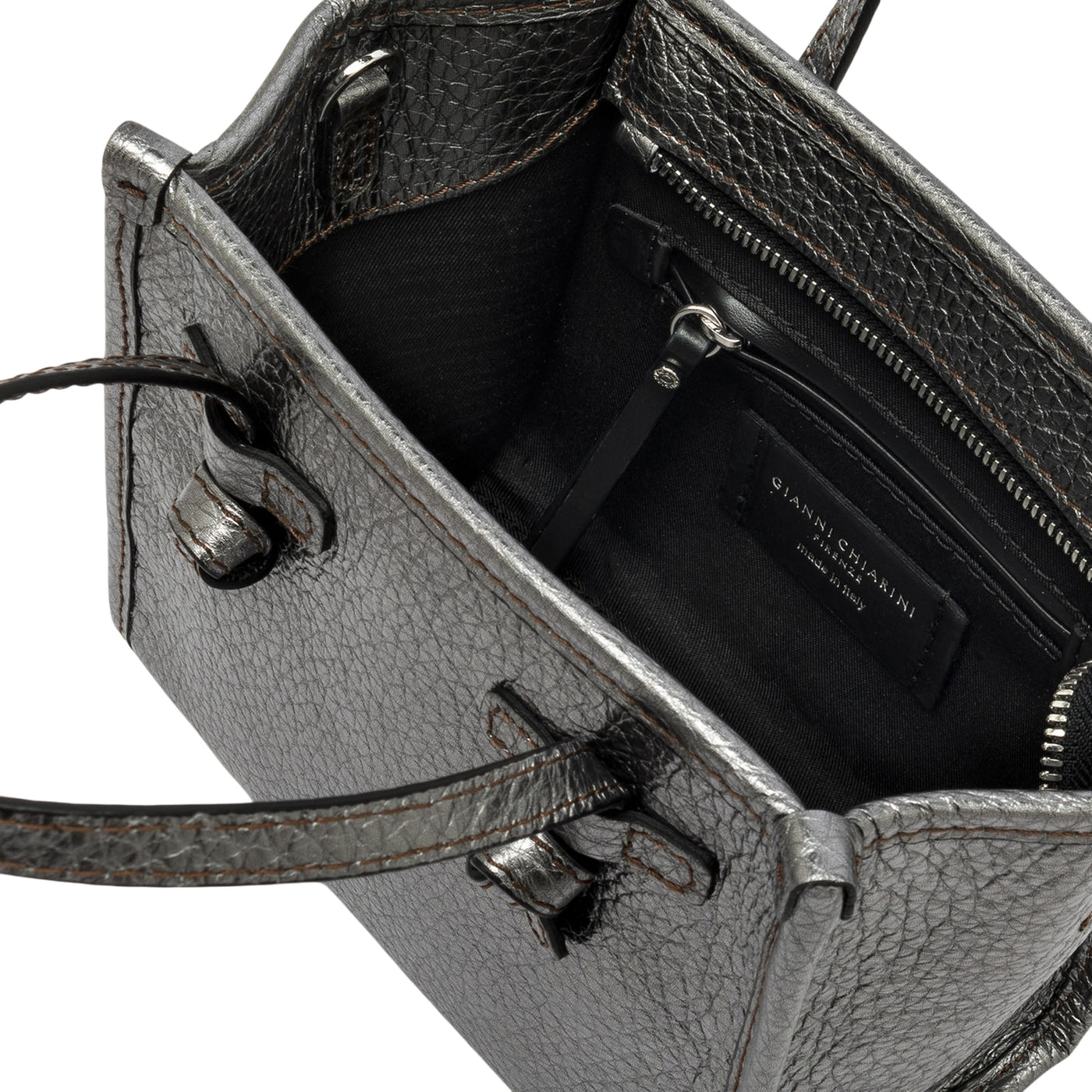 Borsa mini Donna Marcella laminata Argento interno